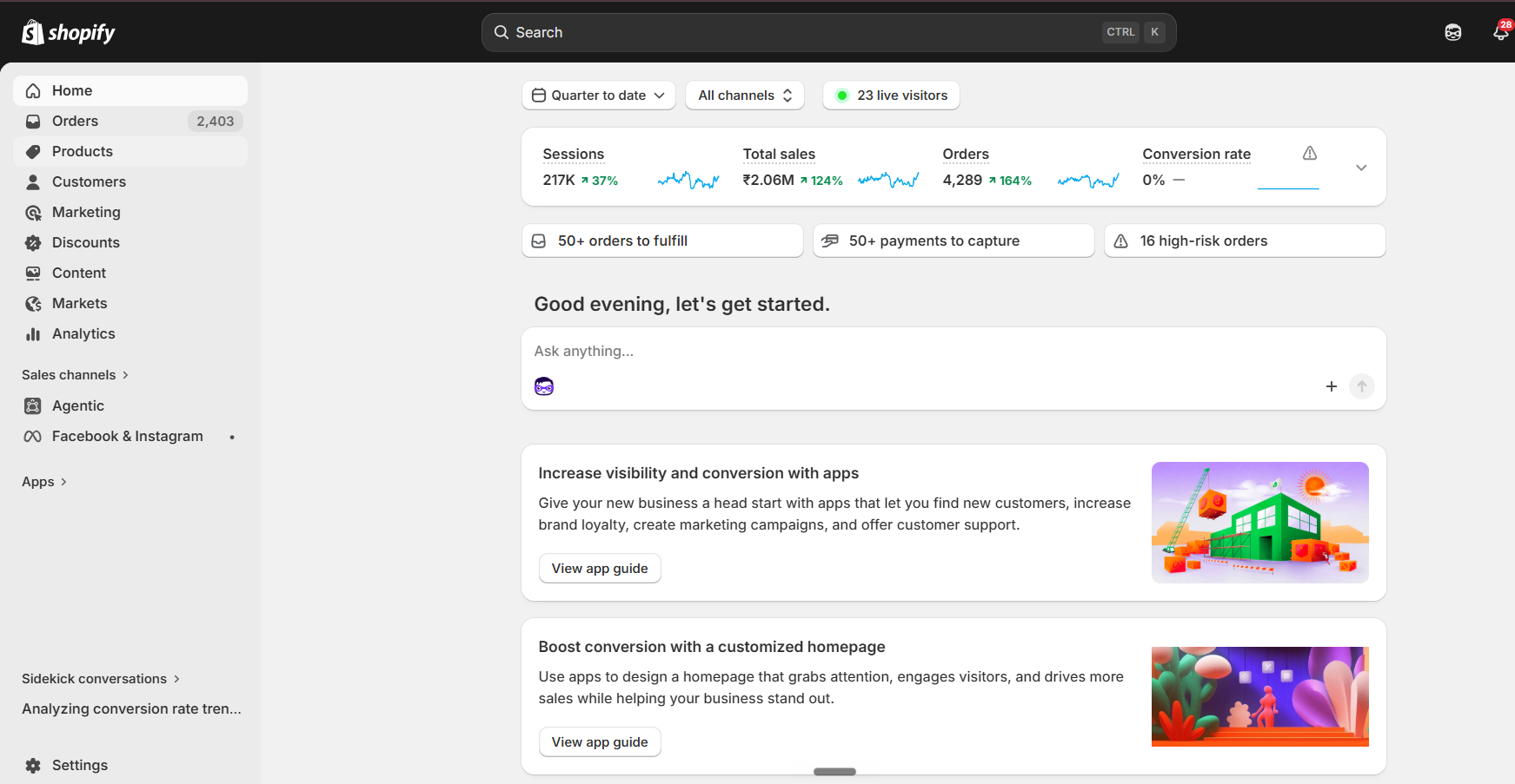 Nooky Shopify analytics dashboard